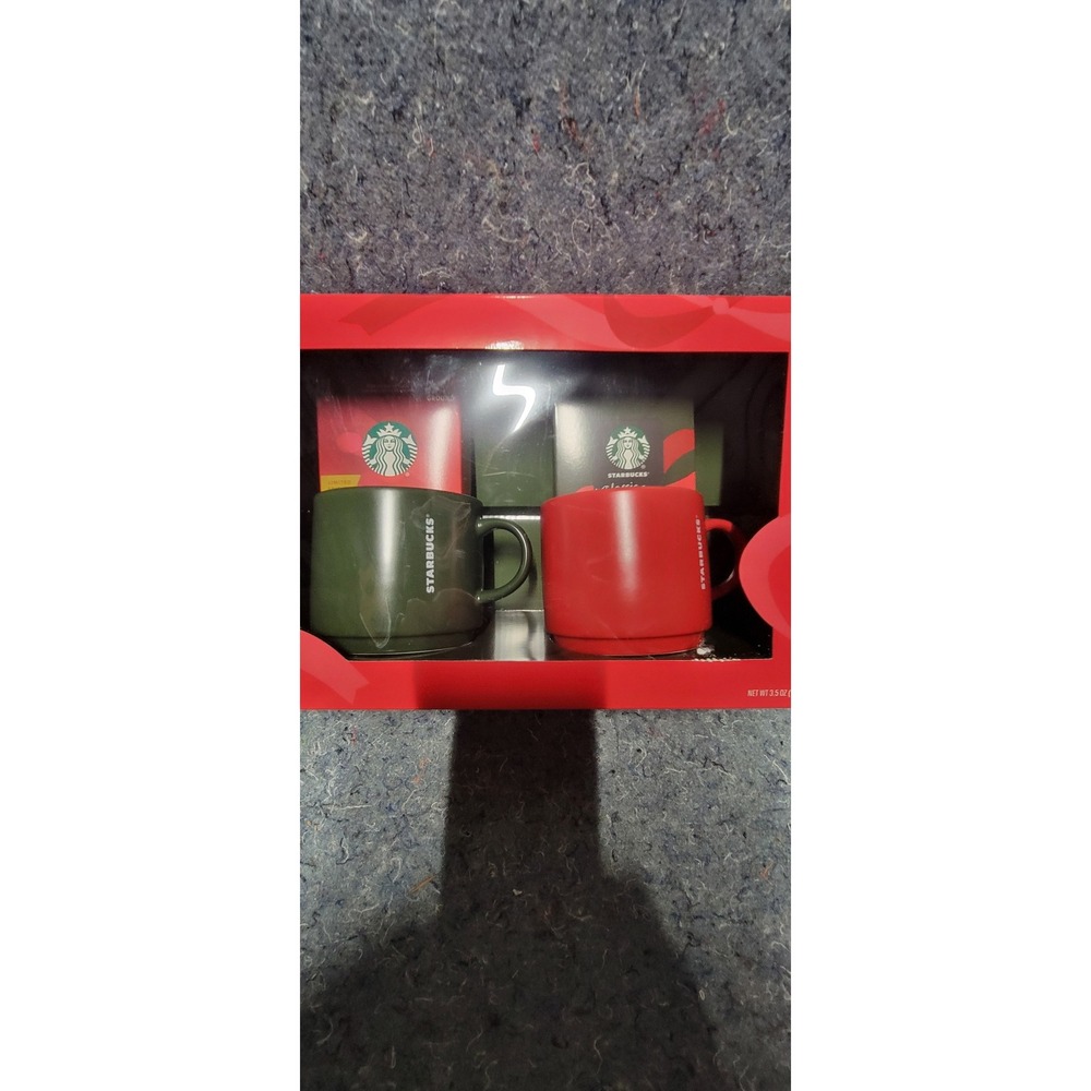 Starbucks  2025 Holiday Red and Green  2 Coffee/Hot Chocolate Mug‎ Set